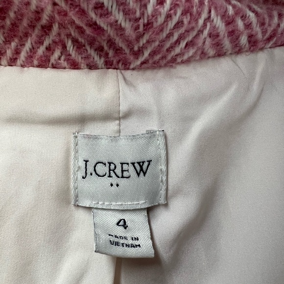 J. Crew Women’s 4 Pink Herringbone Tweed Chevron City Coat Jacket - Picture 12 of 13